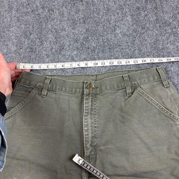 CARHARTT Men’s Washed Duck Work Shorts Green Utility Cargo shorts size: 38 - Picture 7 of 9